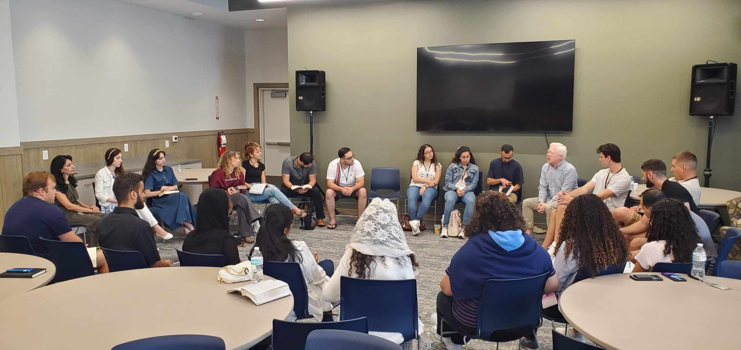 Small-group Bible study and discussion at Maranatha Shabiba